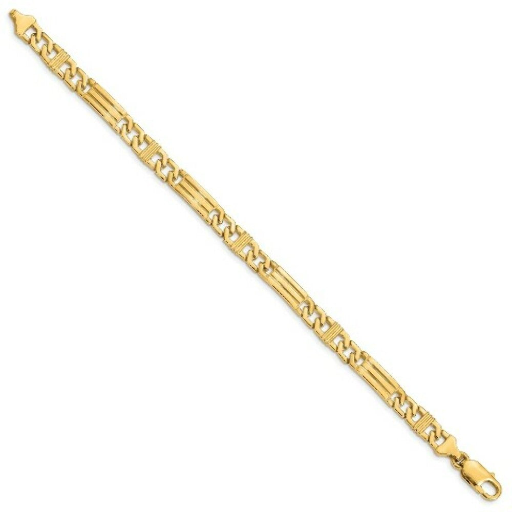 14K Yellow Gold 7mm Hand-polished Fancy Link Bracelet