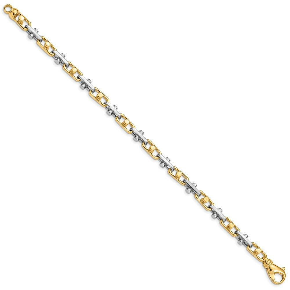 14K Two-tone Gold 5.8mm Hand-polished Fancy Link Bracelet
