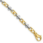 Load image into Gallery viewer, 14K Two-tone Gold 5.8mm Hand-polished Fancy Link Bracelet

