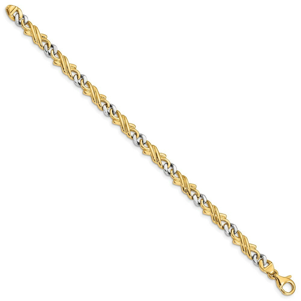14K Two-tone Gold 6mm Hand-Polished Fancy Link Chain