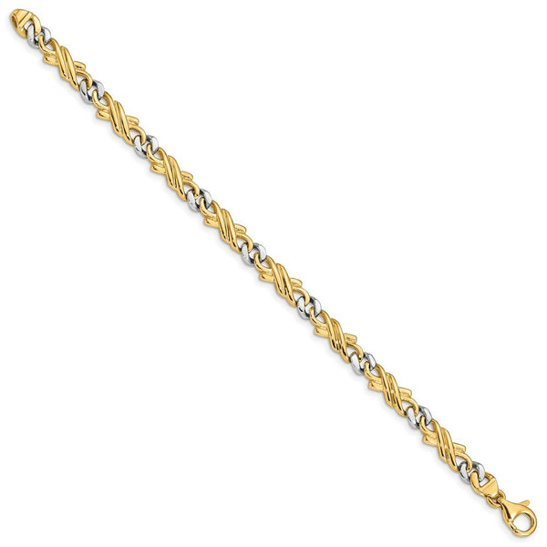 14K Two-tone Gold 6mm Hand-Polished Fancy Link Chain