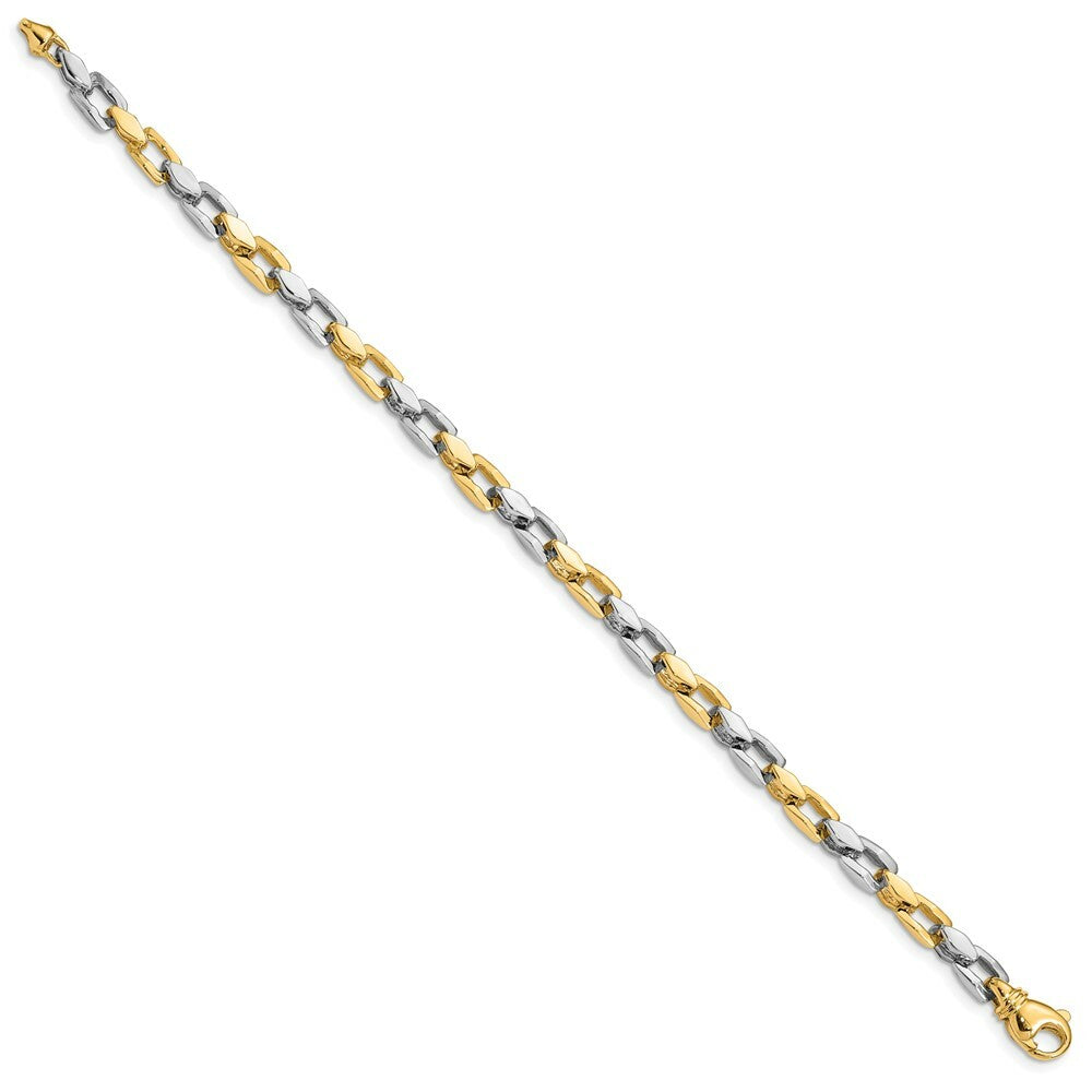 14K Two-tone Gold 4.5mm Hand-polished Fancy Link Bracelet