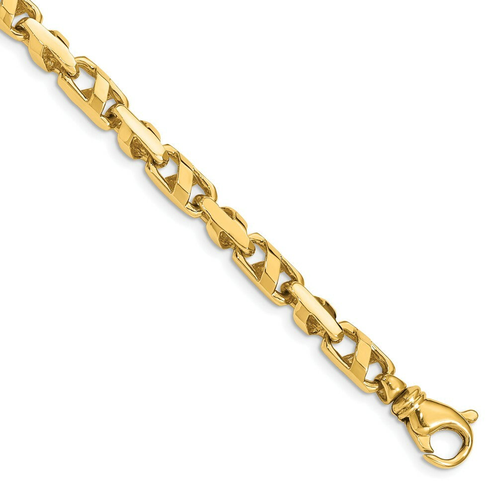 14K Yellow Gold 5.25mm Fancy Link Chain Bracelet  Length 9'' inches