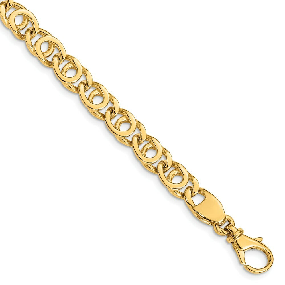 14K Yellow Gold 7mm Polished Fancy Link Bracelet