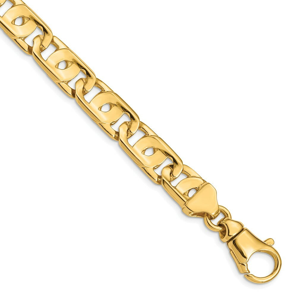 14K Yellow Gold 10.2mm Polished Fancy Link Chain Bracelet  Length 9'' inches