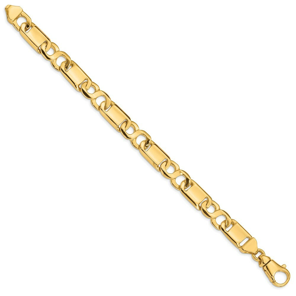 14K Yellow Gold 10.4mm Hand-polished Fancy Link Bracelet