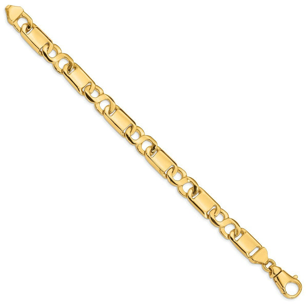 14K Yellow Gold 10.4mm Hand-polished Fancy Link Bracelet