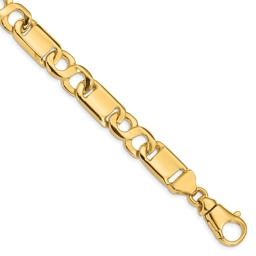 14K Yellow Gold 10.6mm Polished Fancy Link Chain Bracelet  Length 9'' inches