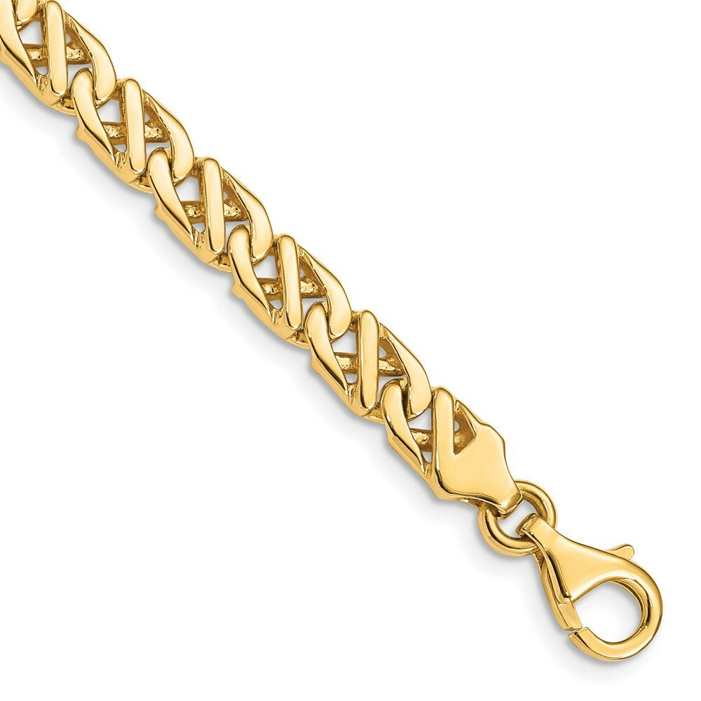 14K Yellow Gold 6.1mm Hand-polished Fancy Link Bracelet