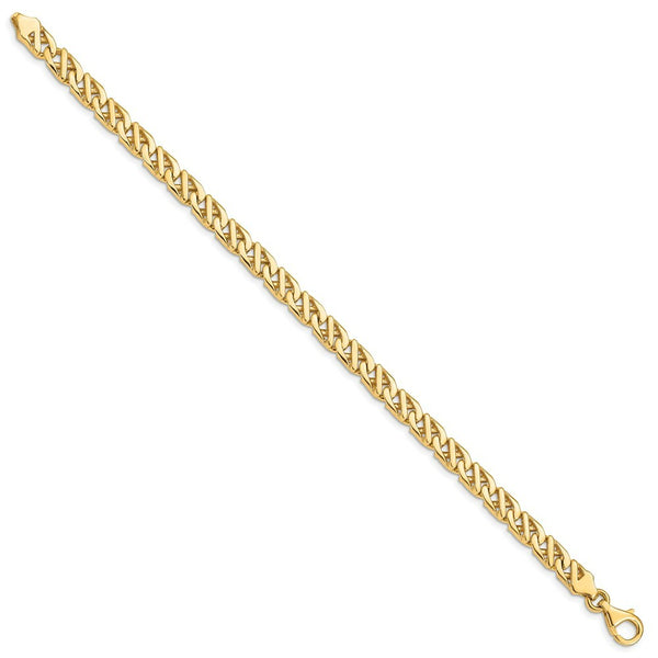 14K Yellow Gold 6.1mm Hand-polished Fancy Link Bracelet