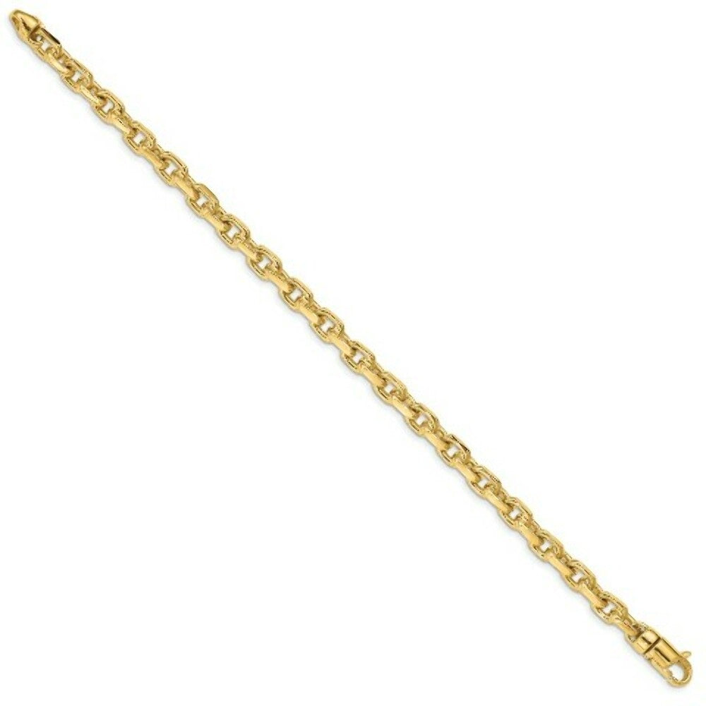 14K Yellow Gold 5.9mm Hand-polished Fancy Link Bracelet