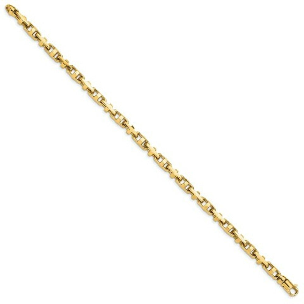 14K Yellow Gold 5mm Hand-polished Fancy Link Bracelet