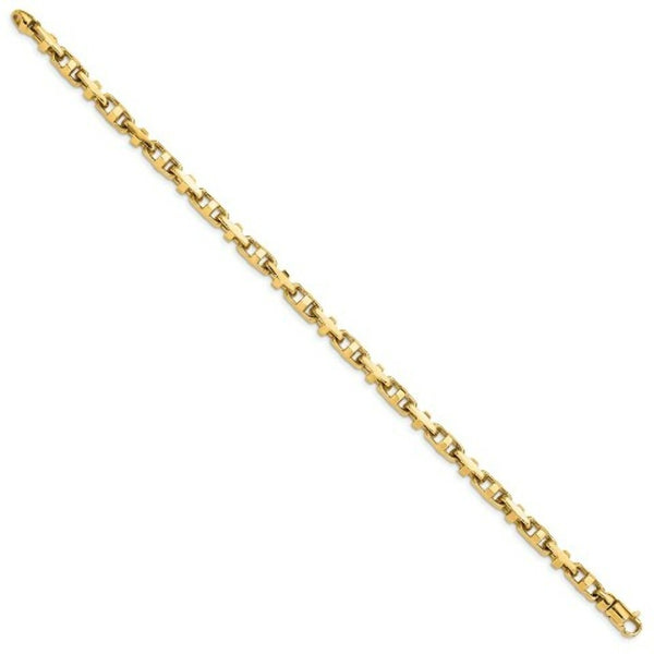 14K Yellow Gold 5mm Hand-polished Fancy Link Bracelet