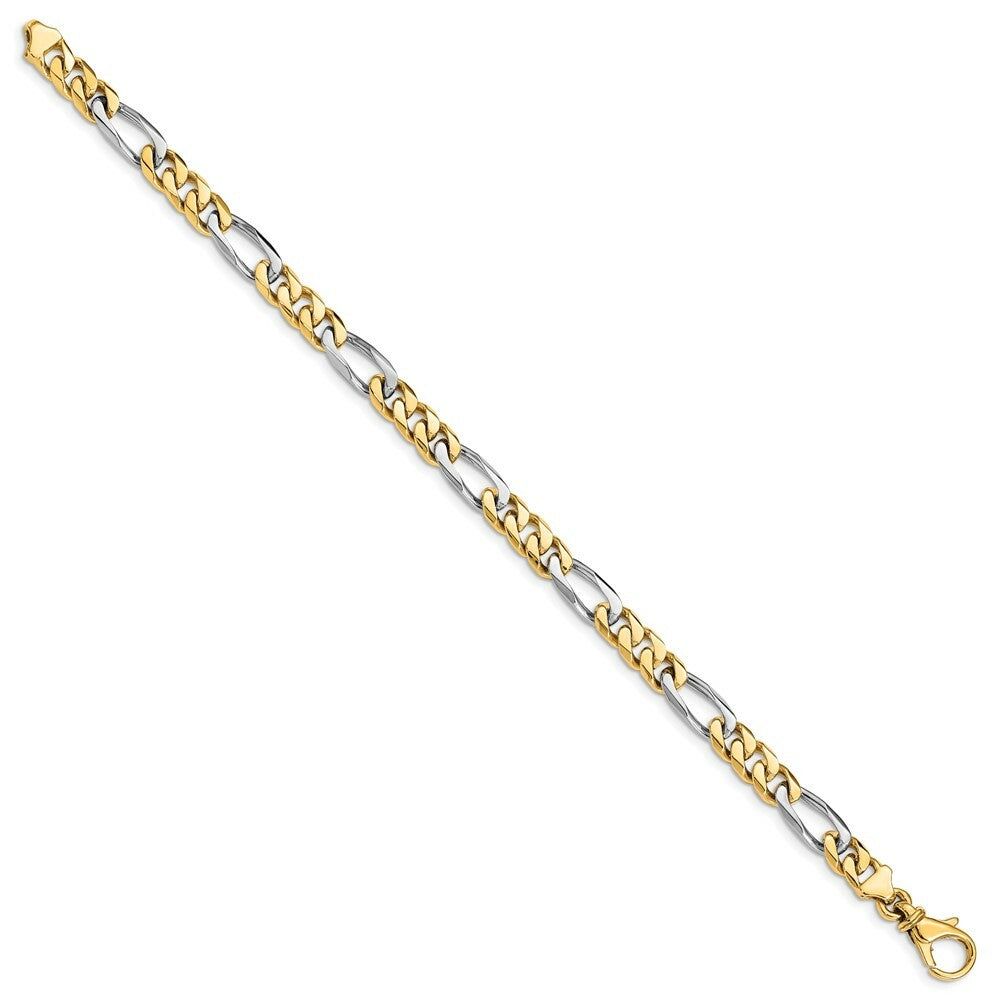 14K Two-tone Gold 6.1mm Hand-polished Fancy Link Bracelet
