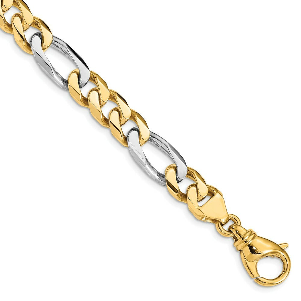 14K Two-tone Gold 8.5mm Hand-polished Fancy Link Bracelet