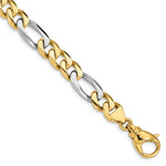 Load image into Gallery viewer, 14K Two-tone Gold 9mm Polished Fancy Link Chain Bracelet  Length 9'' inches
