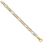 Load image into Gallery viewer, 14K Two-tone Gold 8.5mm Hand-polished Fancy Link Bracelet
