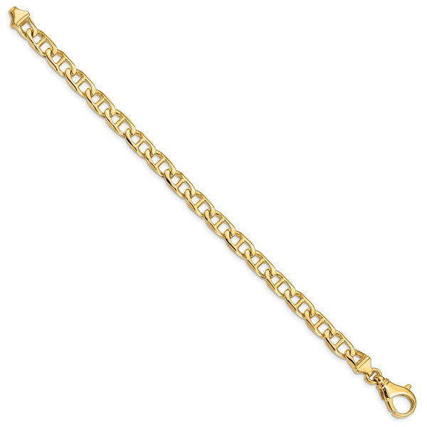 14K Yellow Gold 6.2mm Polished Fancy Link Chain Bracelet  Length 7.25'' inches