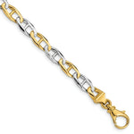 Load image into Gallery viewer, 14K Two-tone Gold 6.5mm Hand-polished Fancy Link Bracelet
