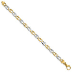 Load image into Gallery viewer, 14K Two-tone Gold 6.2mm Polished Fancy Link Chain Bracelet  Length 7.25'' inches
