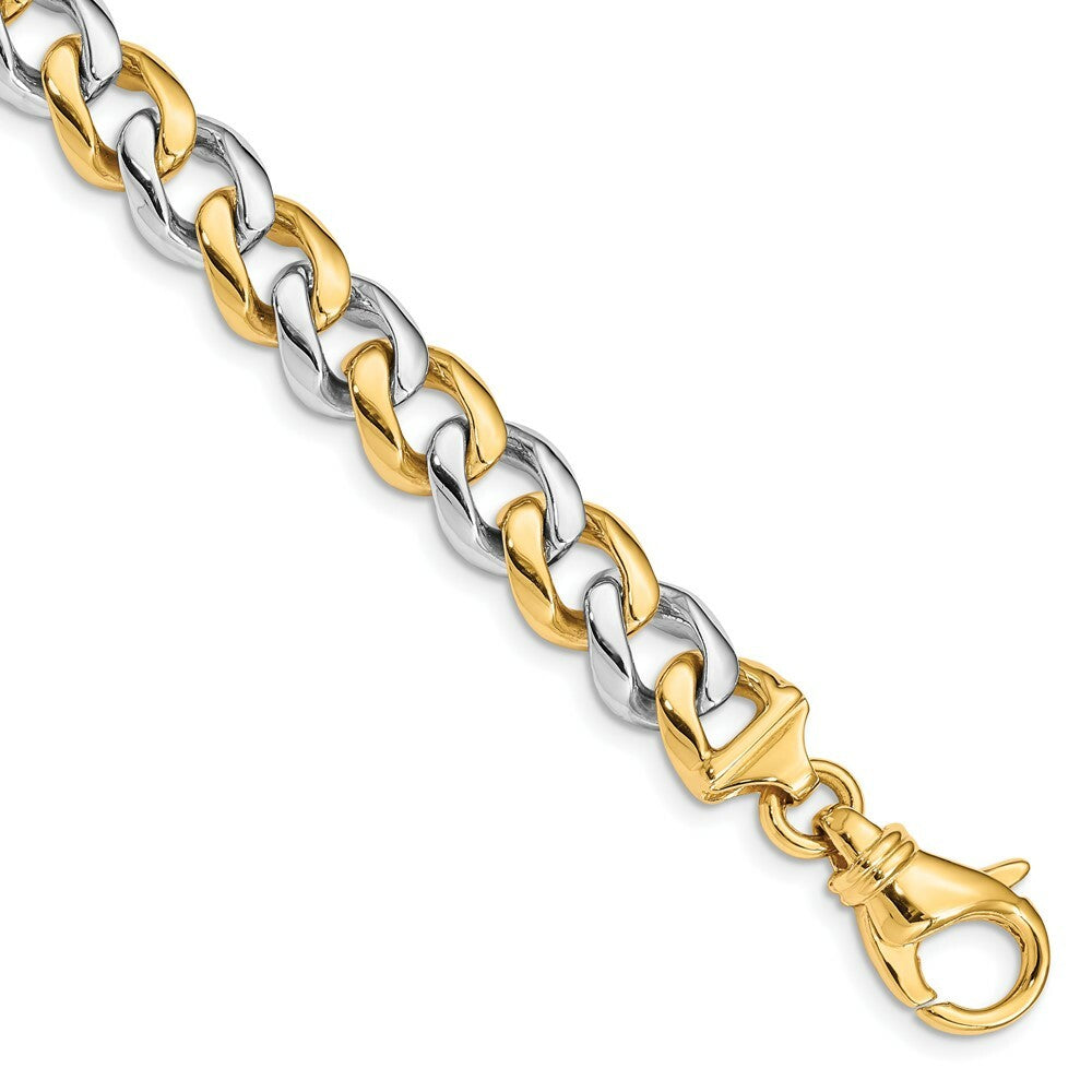14K Two-tone Gold 9.6mm Polished Fancy Link Chain Necklace  Length 20'' inches