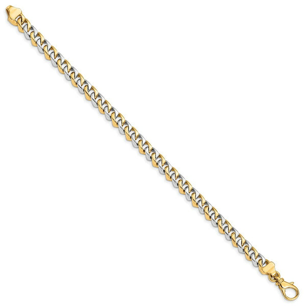 14K Two-tone Gold 6.85mm Polished Fancy Link Bracelet