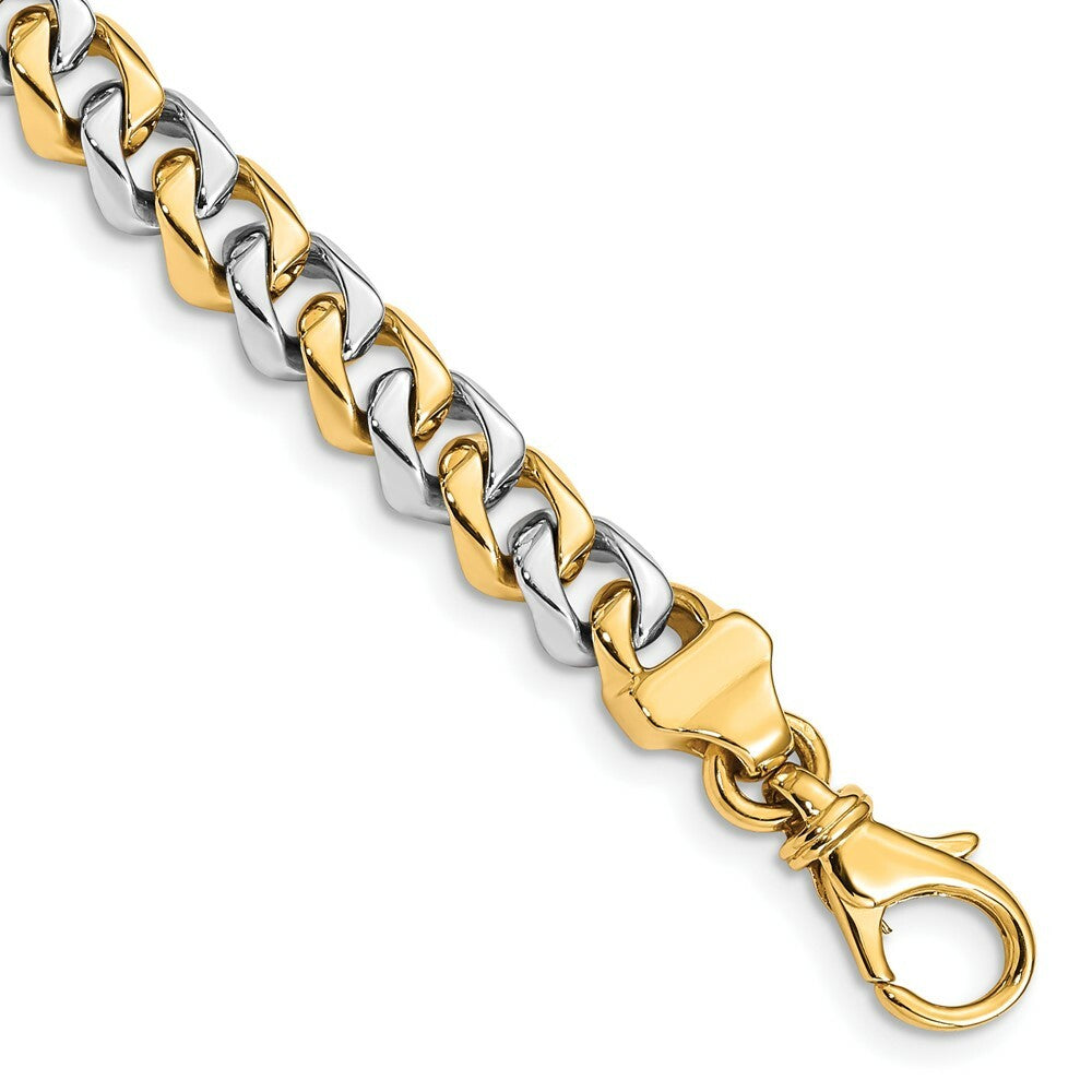 14K Two-tone Gold 6.85mm Polished Fancy Link Chain Bracelet  Length 9'' inches