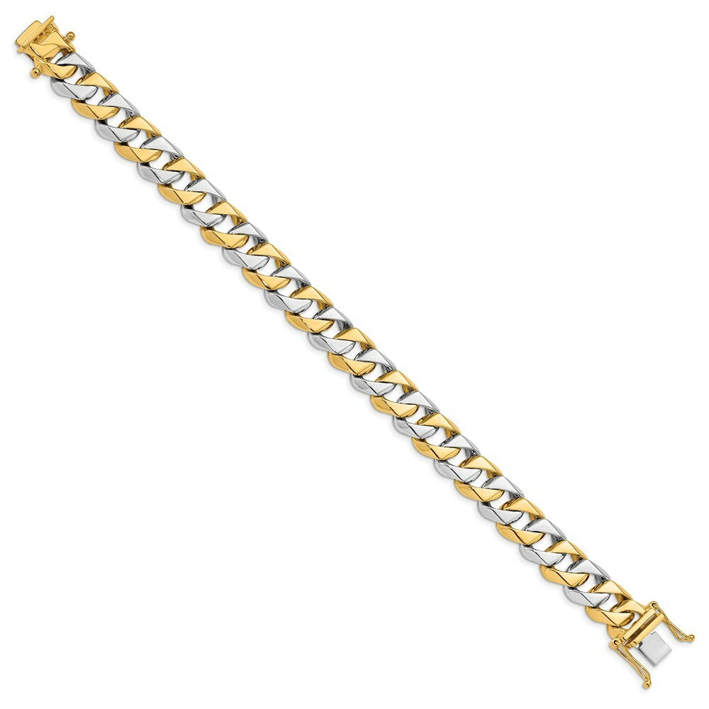 14K Two-tone Gold 11.2mm Hand-polished Fancy Link Bracelet