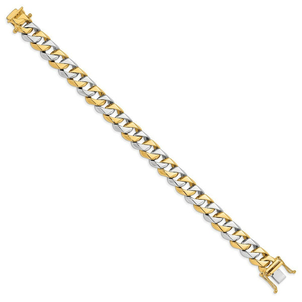 14K Two-tone Gold 11.2mm Hand-polished Fancy Link Bracelet