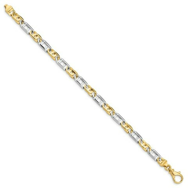14K Two-tone Gold 5.5mm Polished Fancy Link Bracelet