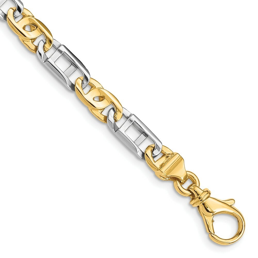 14K Two-tone Gold 5.5mm Polished Fancy Link Bracelet