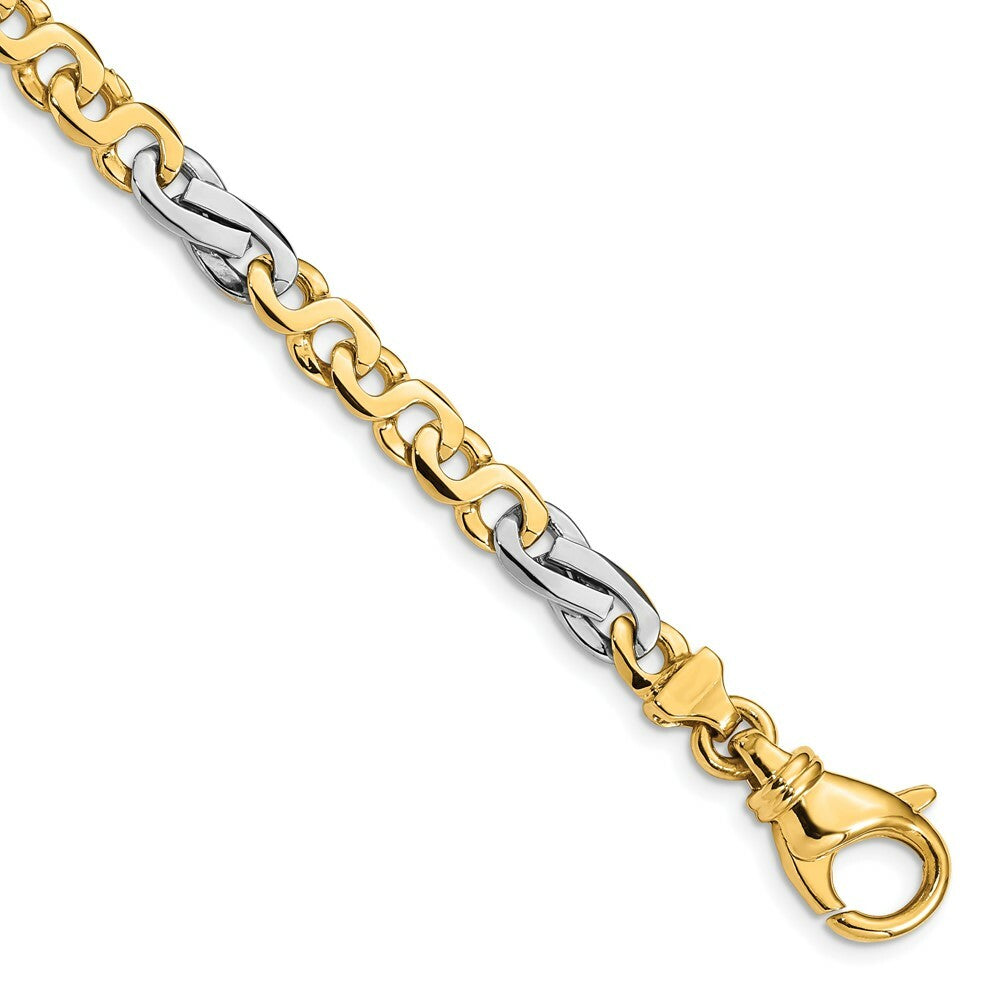 14K Two-tone Gold 5.8mm Polished Fancy Link Bracelet