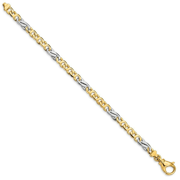 14K Two-tone Gold 5.8mm Polished Fancy Link Bracelet