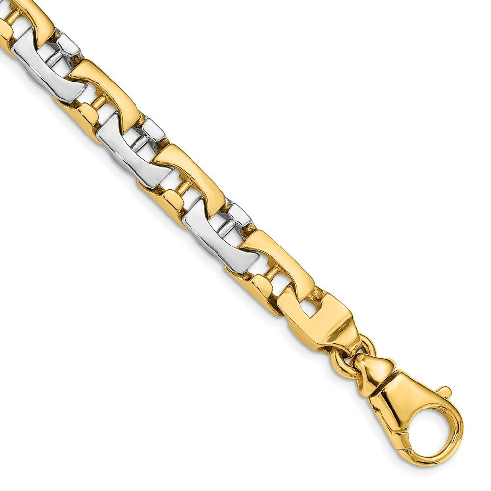 14K Two-tone Gold 8.5mm Polished Fancy Link Chain Necklace  Length 20'' inches