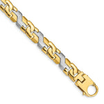 Load image into Gallery viewer, 14K Two-tone Gold 8.35mm Satin &amp; Polished Fancy Link B Bracelet  Length 9'' inches
