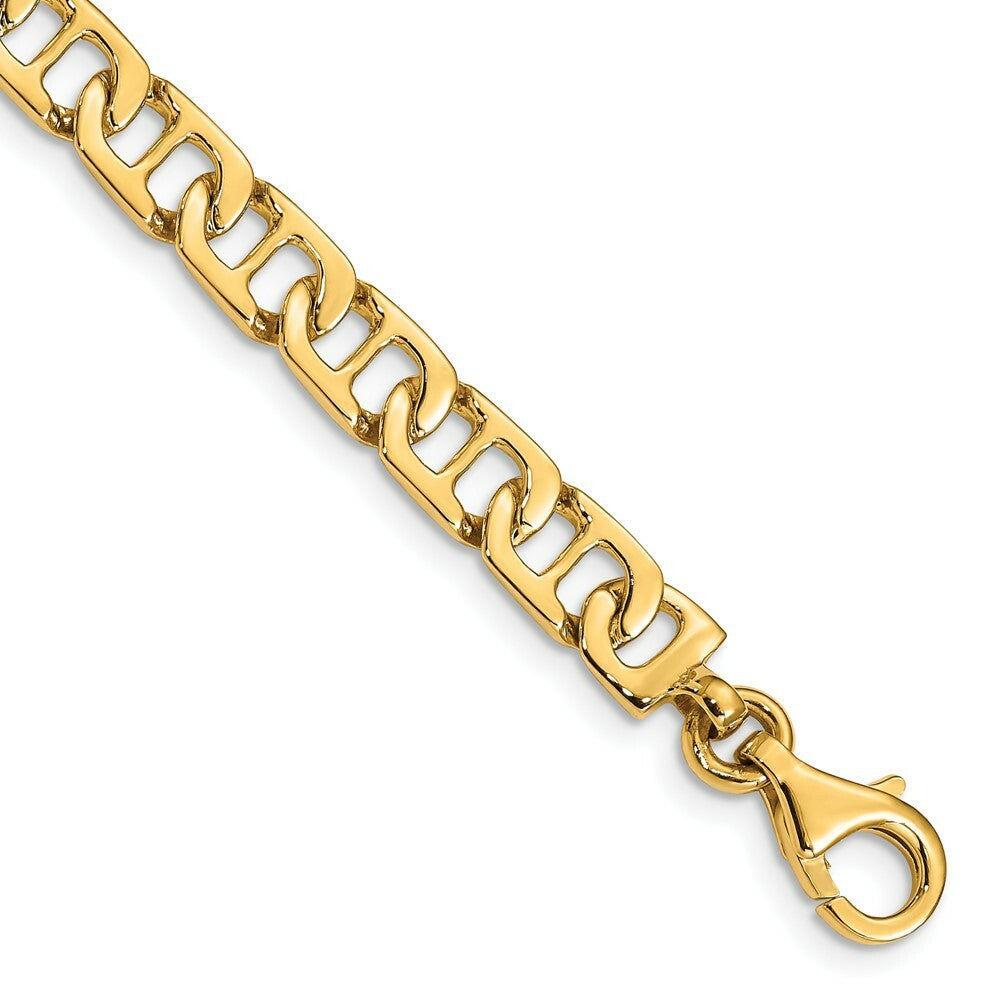 14K Yellow Gold 6.5mm Hand-polished Fancy Anchor Link Bracelet
