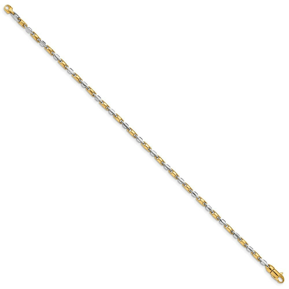 14K Two-tone Gold 2.25mm Fancy Link Chain Bracelet  Length 8'' inches