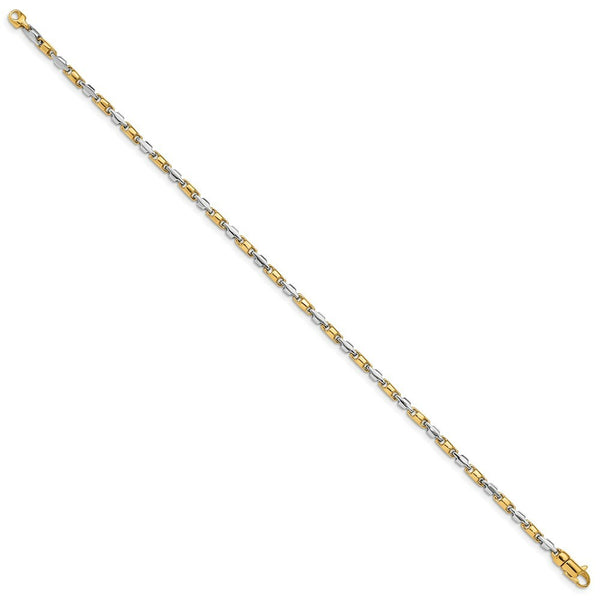14K Two-tone Gold 2.25mm Fancy Link Chain Bracelet  Length 8'' inches