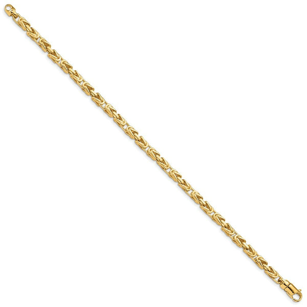 14K Yellow Gold 4.1mm Hand-polished Byzantine Link Bracelet