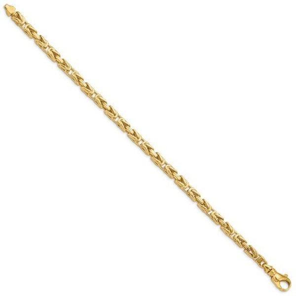 14K Yellow Gold 4.9mm Hand-polished Byzantine Link Bracelet