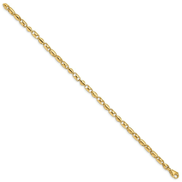 14K Yellow Gold 4.1mm Fancy Barrel Link Bracelet
