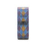 Load image into Gallery viewer, Mens Flat Titanium with Purple, Blue, and Gold Diamond Pattern Wedding Ring - 8mm Wide - Style name: MAJESTIC
