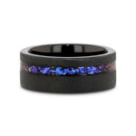 Load image into Gallery viewer, Mens Sandblasted Black Tungsten Crushed Alexandrite and Dark Blue &amp; Purple Crushed Goldstone Wedding Ring - 8mm Wide - Style name: MIRAGE
