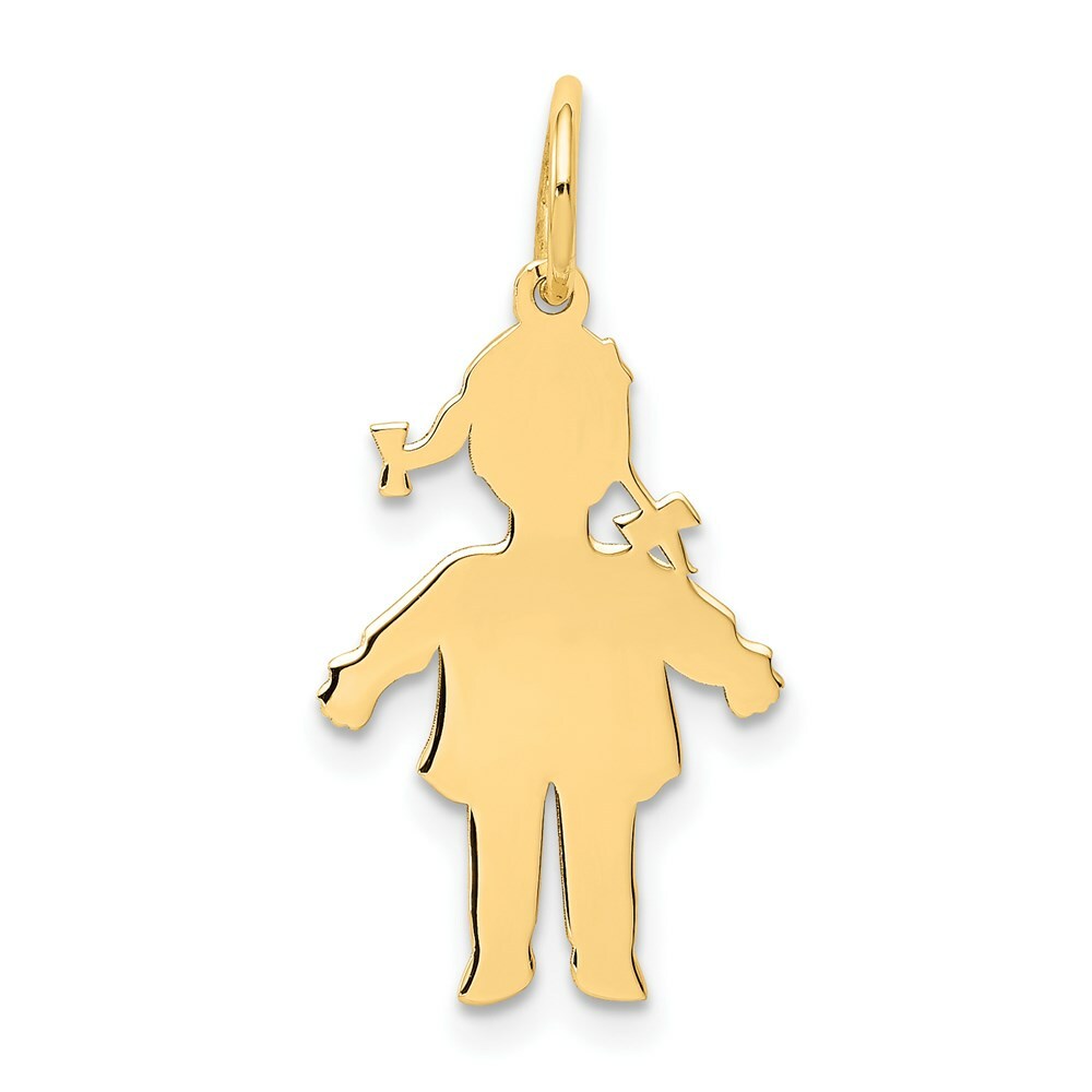 14K Yellow Gold Plain Polished Small Girl Charm