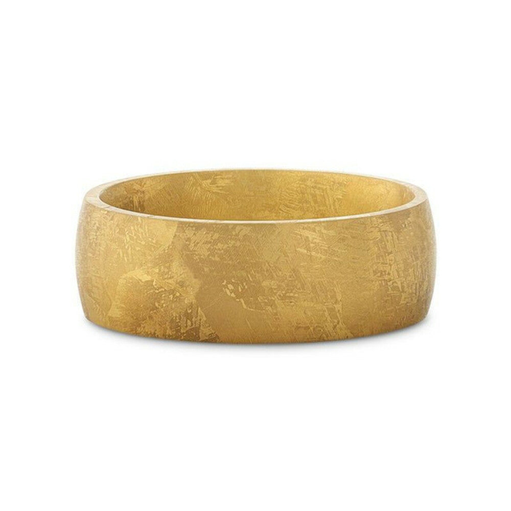 Mens Domed Gold Plated Titanium Ring with Meteorite Pattern Wedding Ring - 8mm Wide - Style name: MYSTIC