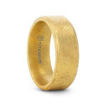 Load image into Gallery viewer, Mens Flat Gold Plated Titanium Beveled Edges and Meteorite Pattern Wedding Ring - 8mm Wide - Style name: MUSE
