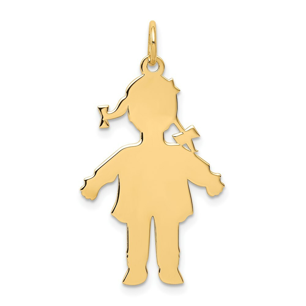 14K Yellow Gold Plain Polished Large Girl Charm
