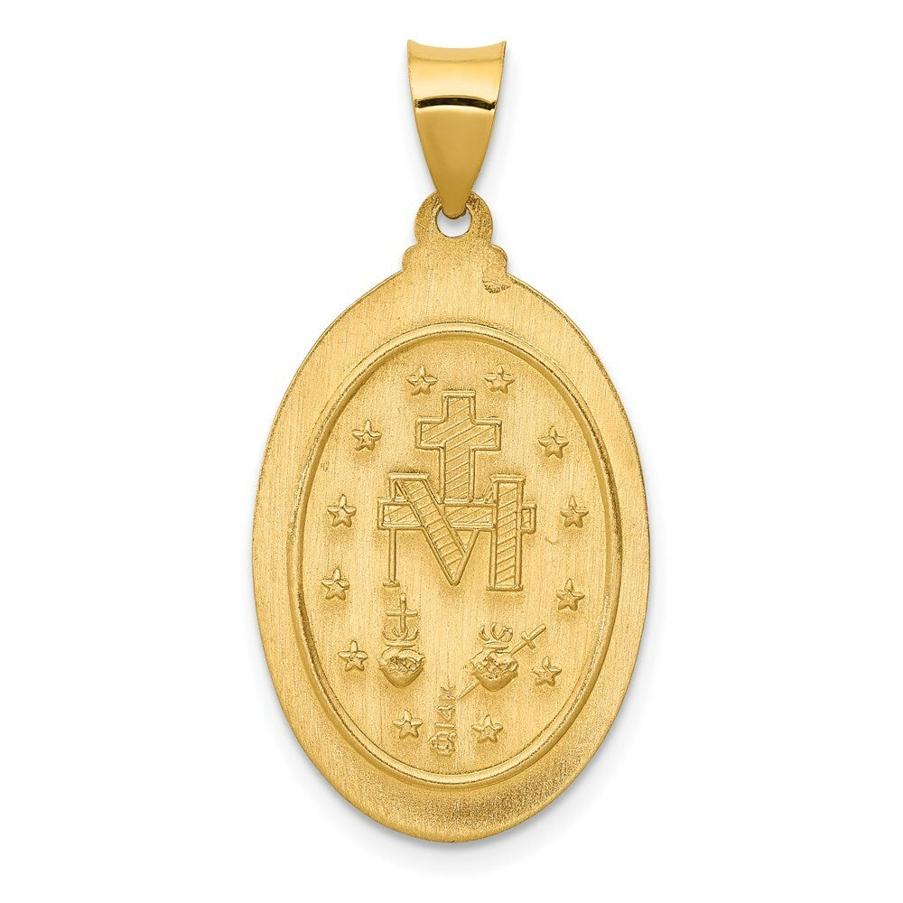 14K Yellow Gold Miraculous Medal Oval Pendant