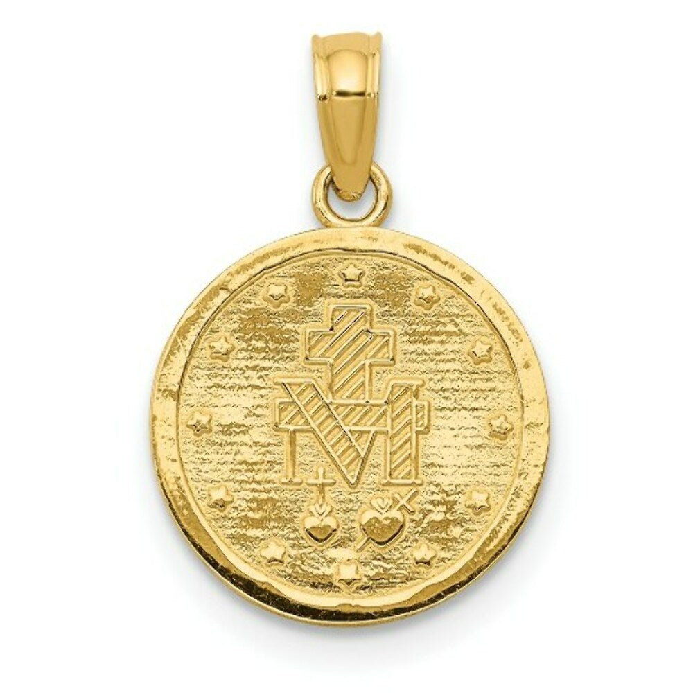 14K Yellow Gold Miraculous Medal Pendant 13mm width