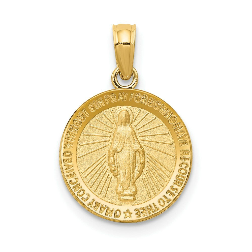 14K Yellow Gold Miraculous Medal Pendant 13mm width
